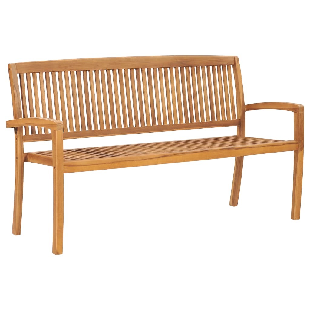 3-Seater Stacking Patio Bench 62.6" Solid Teak Wood