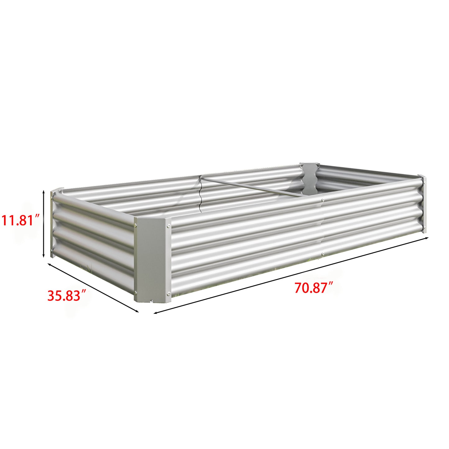 Raised Garden Bed Outdoor, 6×3×1ft , Metal Raised Rectangle Planter Beds for Plants, Vegetables, and Flowers - Silver