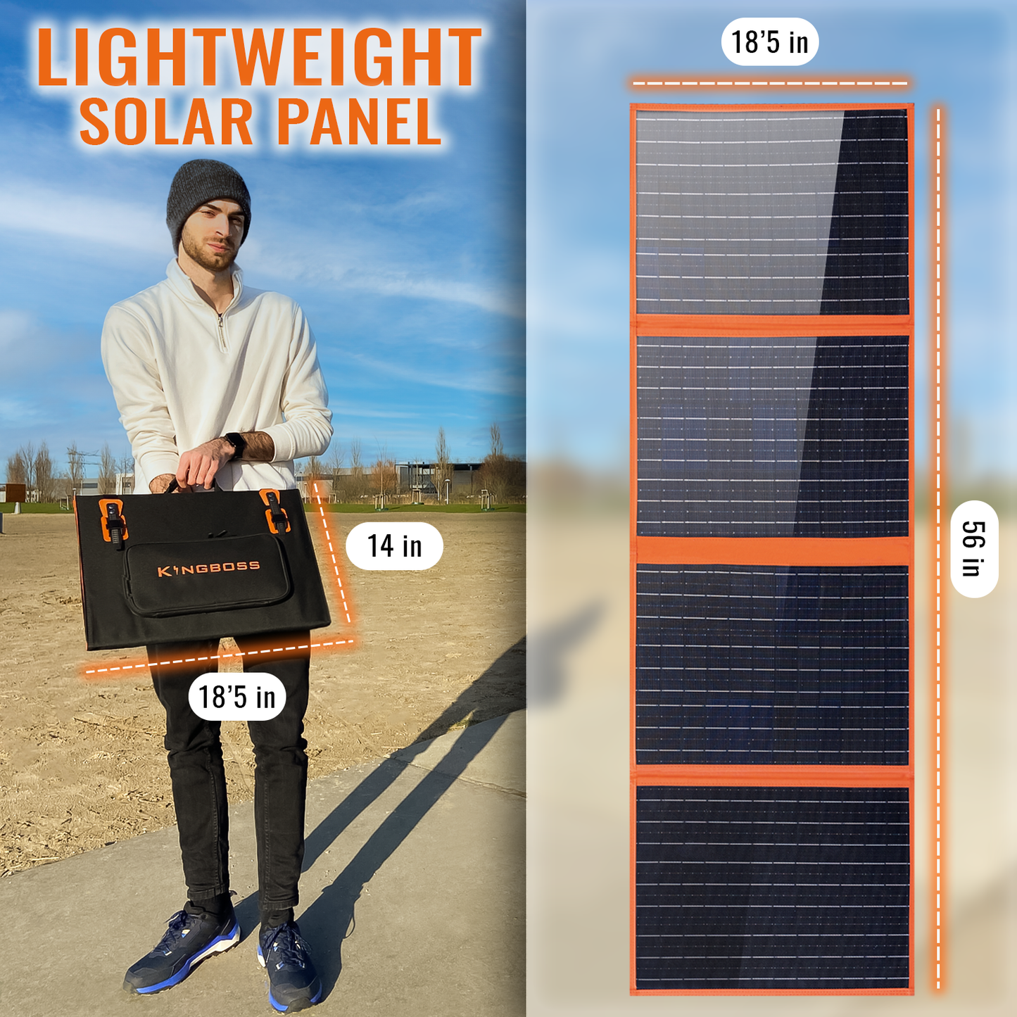 KingBoss Portable 120w Solar Panel High Efficiency Waterproof;  with Multiple Outputs and 3-Kickstand;  Foldable Design for Optimal Solar Coverage;  able to Charge All Types of Devices/Power Stations