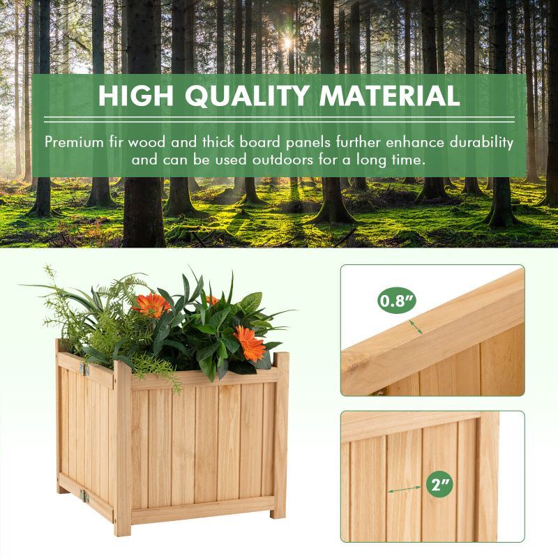 Backyard Wooden Planter Box Folding Raised Garden Plant Container