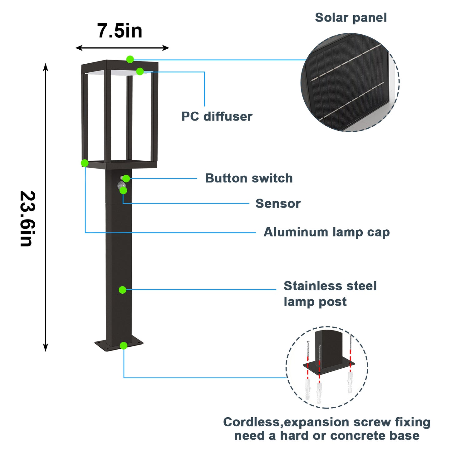 Inowel Solar Outdoor Light Pathway Dusk to Dawn Garden Lighting 22562