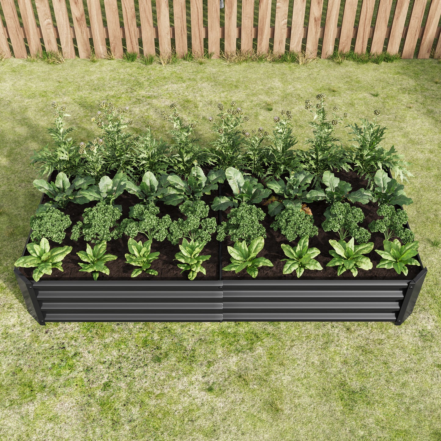 Raised Garden Bed Outdoor, 6×3×1ft , Metal Raised Rectangle Planter Beds for Plants, Vegetables, and Flowers - Black