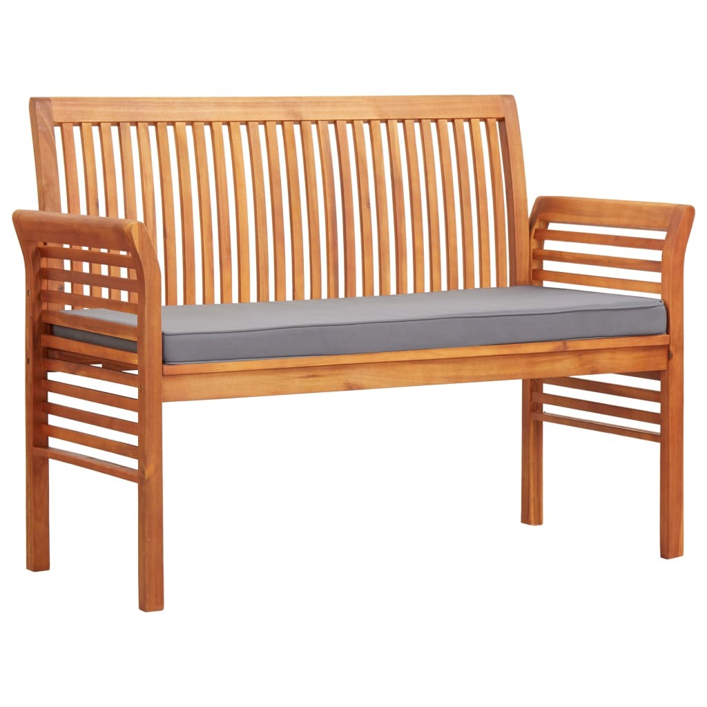 2-Seater Patio Bench with Cushion 47.2" Solid Acacia Wood