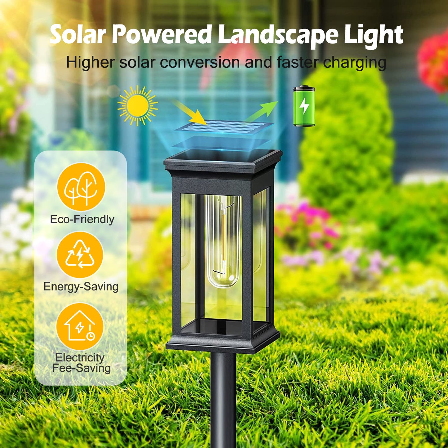 6Pack Solar Powered Stake Light Outdoor Decorative Landscape Lamp IP65 Waterproof Auto On Off Outdoor Light for Pathway Garden Yard Patio