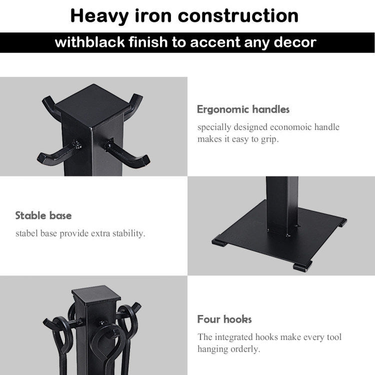 Wrought Iron Fireplace Tools with Decor Holder