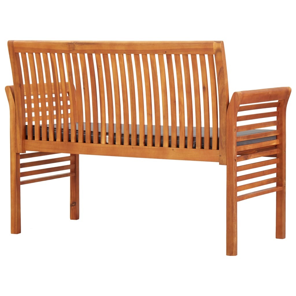 2-Seater Patio Bench with Cushion 47.2" Solid Acacia Wood