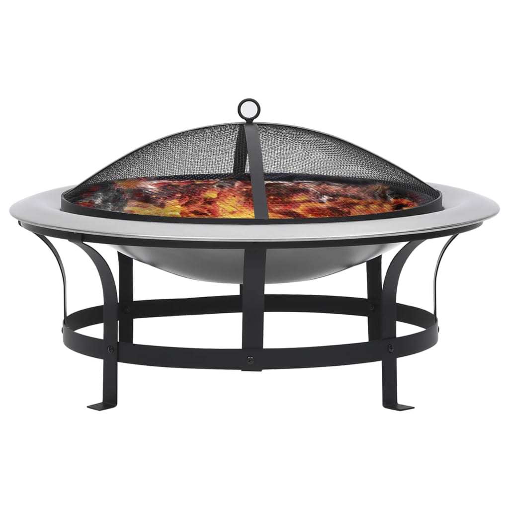 Outdoor Fire Pit with Grill Stainless Steel 29.9"