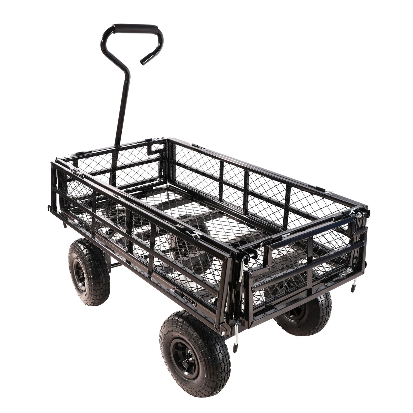 (Black double fence utility cart) Wagon Cart Garden cart trucks make it easier to transport firewood