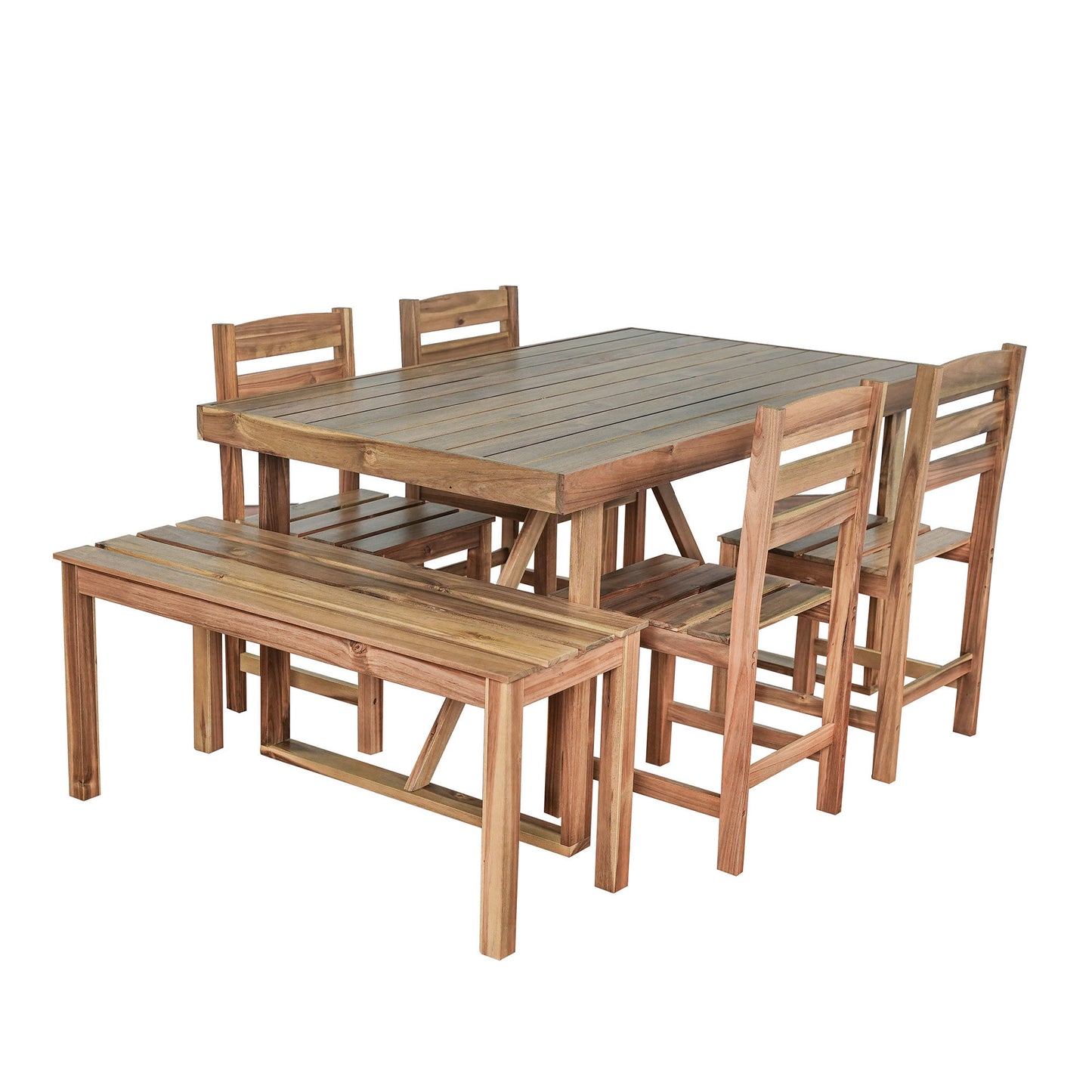 U_Style High-quality Acacia Wood Outdoor Table and Chair Set, Suitable for Patio, Balcony, Backyard