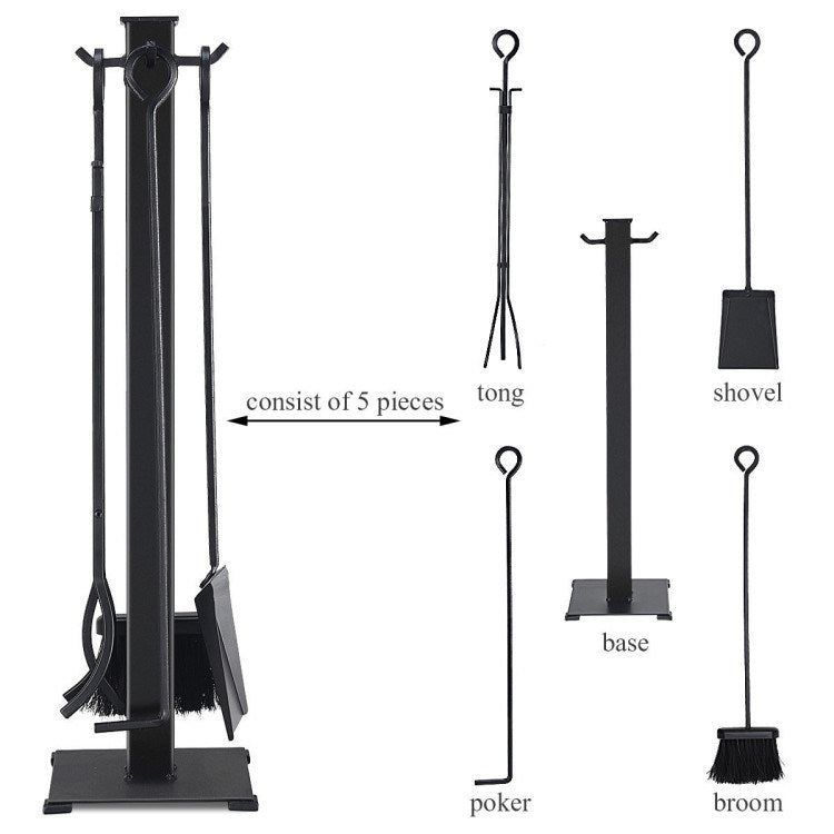 Wrought Iron Fireplace Tools with Decor Holder