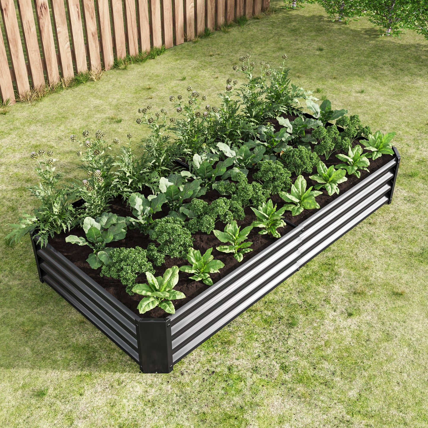 Raised Garden Bed Outdoor, 6×3×1ft , Metal Raised Rectangle Planter Beds for Plants, Vegetables, and Flowers - Black