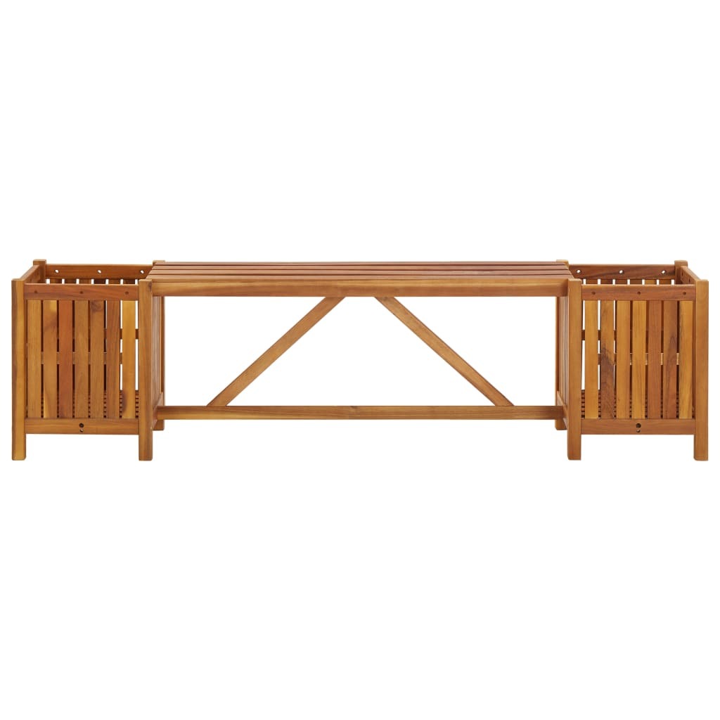 Patio Bench with 2 Planters 59.1"x11.8"x15.7" Solid Acacia Wood