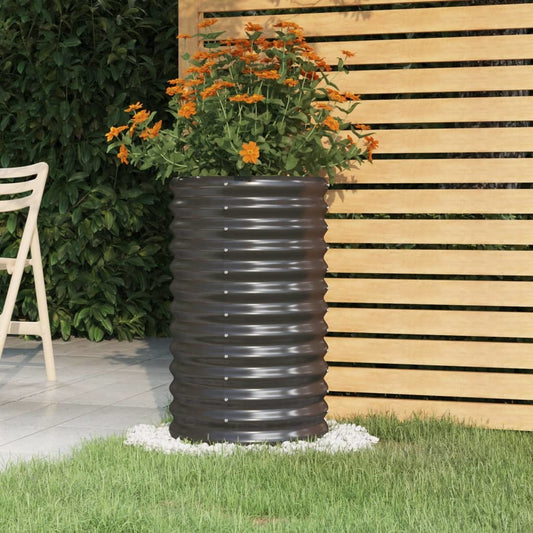 Garden Planter Powder-coated Steel 15.7"x15.7"x26.8" Anthracite