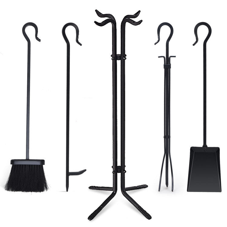 Wrought Iron Fireplace Tools with Decor Holder