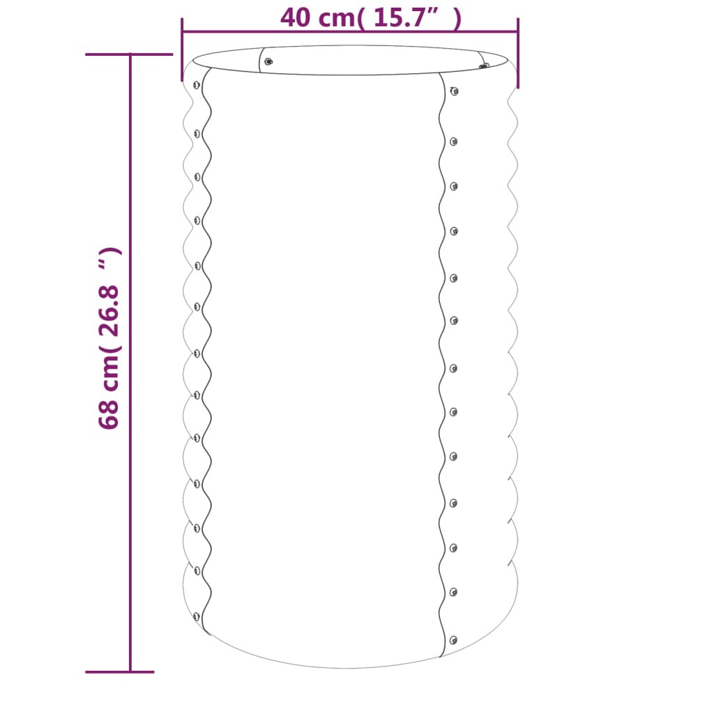 Garden Planter Powder-coated Steel 15.7"x15.7"x26.8" Anthracite