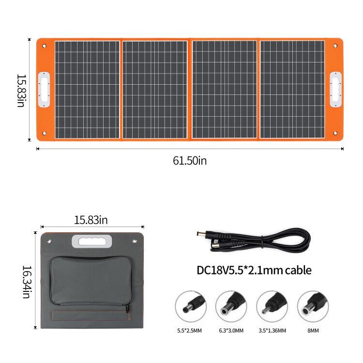 100W 18V Portable Solar Panel;  Flashfish Foldable Solar Charger with  5V USB 18V DC Output Type-C Output Compatible with Portable Generator;  Smartphones;  Tablets and More