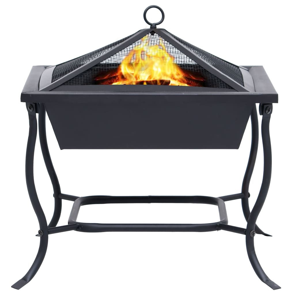 Fire Pit Black 16.5"x16.5"x17.7" Steel