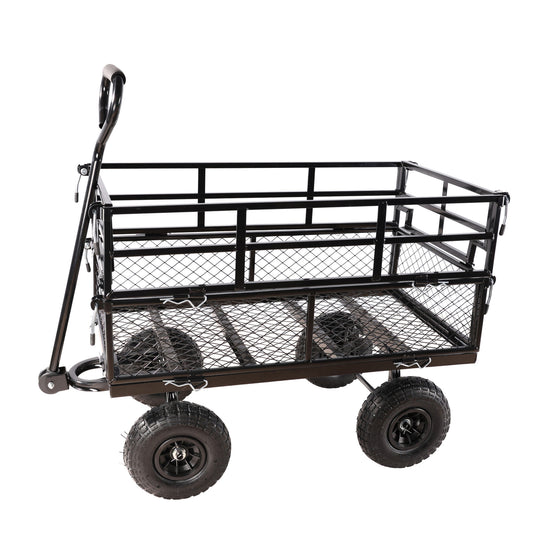 (Black double fence utility cart) Wagon Cart Garden cart trucks make it easier to transport firewood