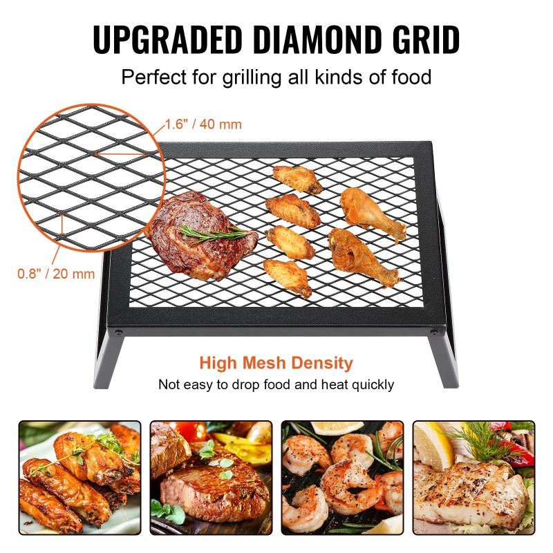 Folding Campfire Grilling Rack for Outdoor Open Flame Cooking