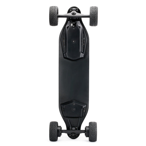 All terrain dual 1000*2 hub motor electric skateboard with 32mph max speed; 25miles range; 9600mah battery.