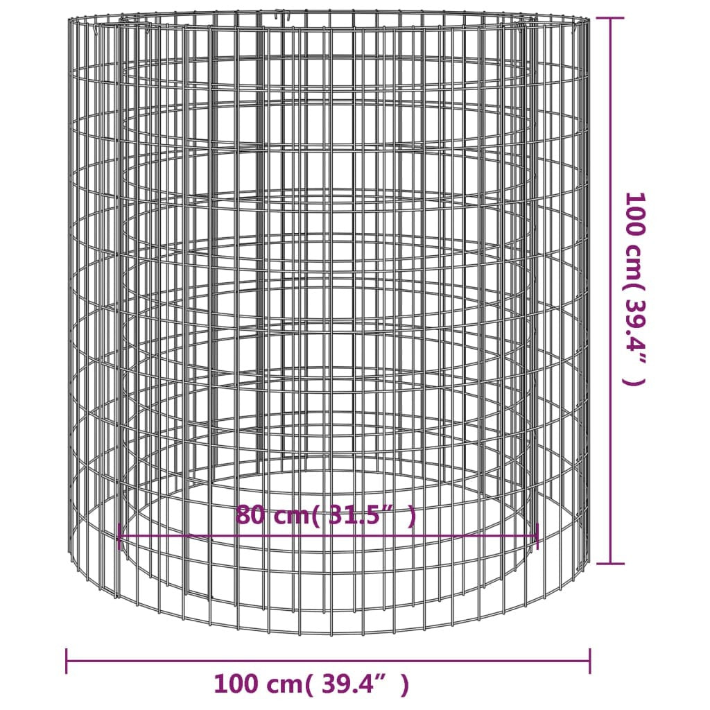 Gabion Fire Pit Ø 39.4" Galvanized Iron