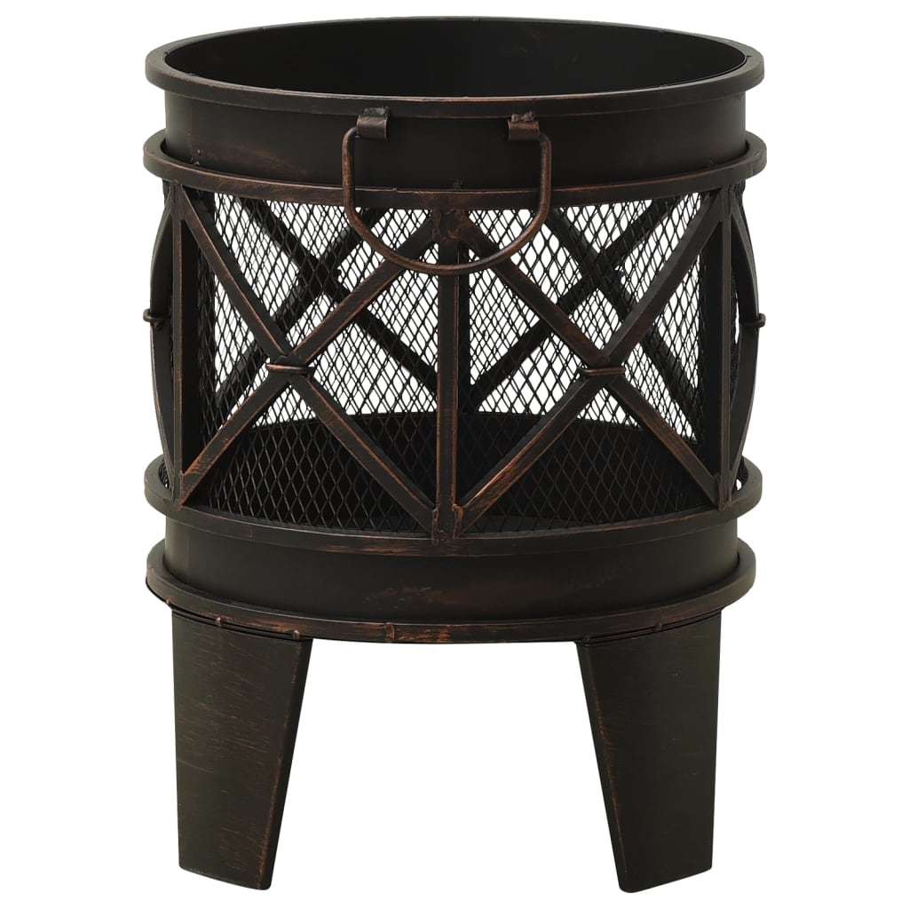 Rustic Fire Pit with Poker Φ16.5"21.3" Steell