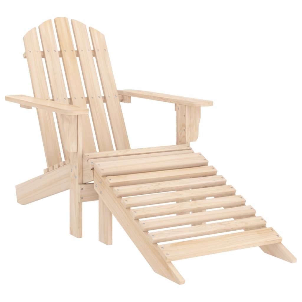 Patio Adirondack Chair with Ottoman and Table Solid Fir Wood