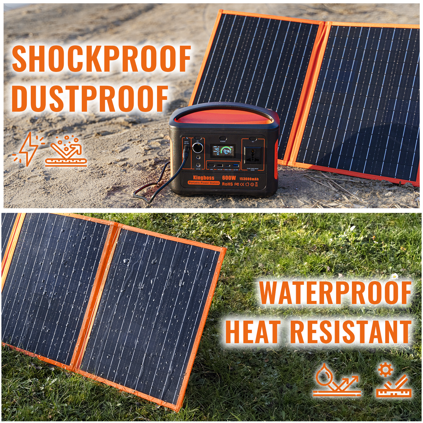 KingBoss Portable 120w Solar Panel High Efficiency Waterproof;  with Multiple Outputs and 3-Kickstand;  Foldable Design for Optimal Solar Coverage;  able to Charge All Types of Devices/Power Stations