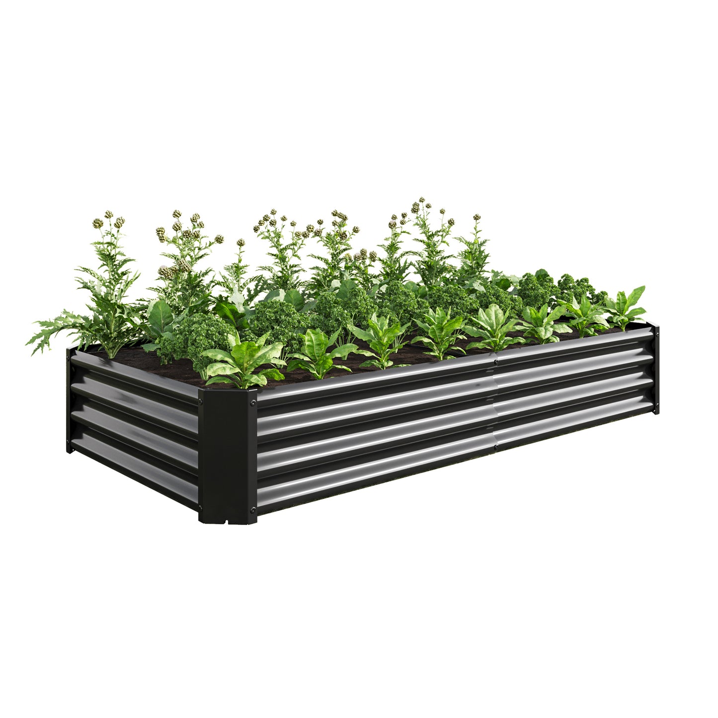 Raised Garden Bed Outdoor, 6×3×1ft , Metal Raised Rectangle Planter Beds for Plants, Vegetables, and Flowers - Black