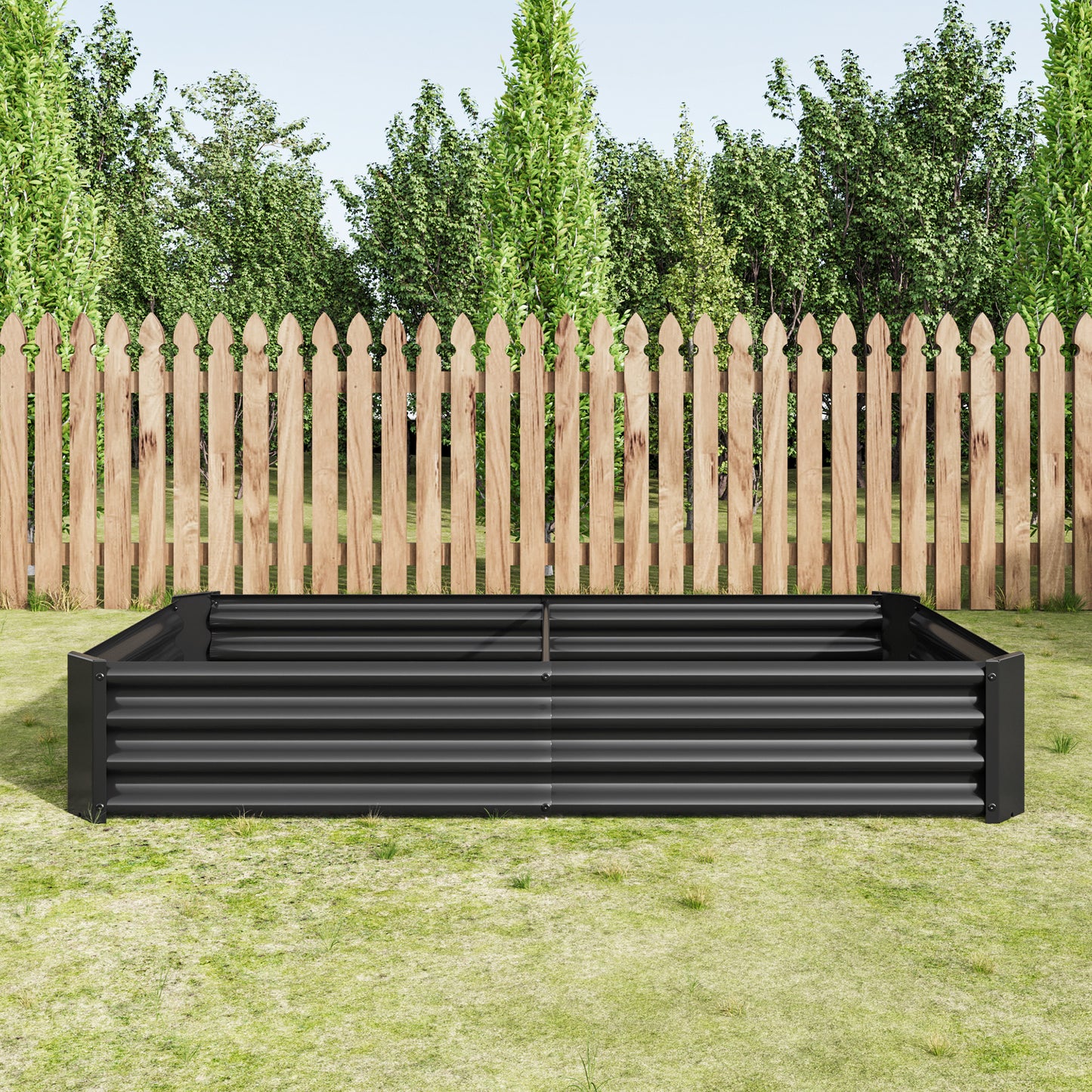 Raised Garden Bed Outdoor, 6×3×1ft , Metal Raised Rectangle Planter Beds for Plants, Vegetables, and Flowers - Black