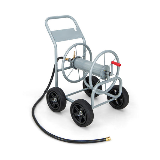 Garden Water Hose Reel Cart with 4 Wheels and Non-slip Grip