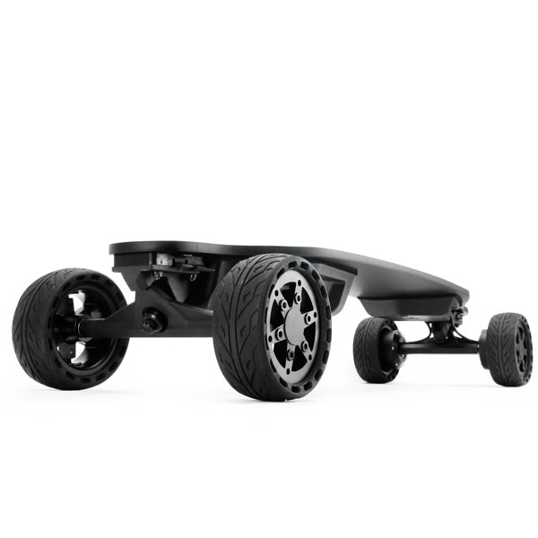 All terrain dual 1000*2 hub motor electric skateboard with 32mph max speed; 25miles range; 9600mah battery.