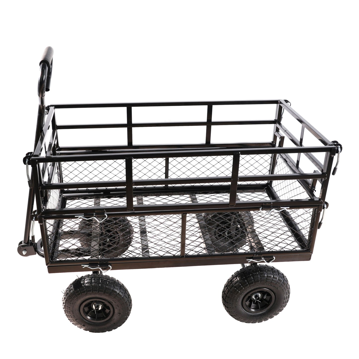 (Black double fence utility cart) Wagon Cart Garden cart trucks make it easier to transport firewood