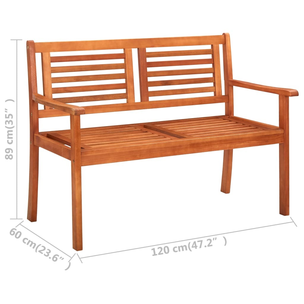 2-Seater Patio Bench 47.2" Solid Wood Eucalyptus