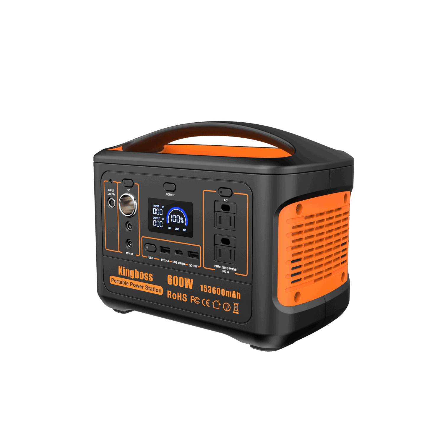 Portable Power Station 110V/600W 568Wh Lithium Battery Pure Sine Wave AC Outlet DC USB Solar Generator Supply for Emergency Outdoor Travel Camping Fishing Hunting CPAP