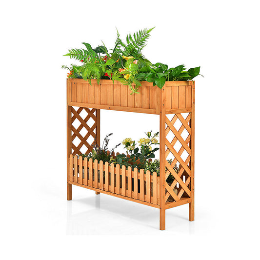 Patio Wooden Raised Plants Flower Planter Box