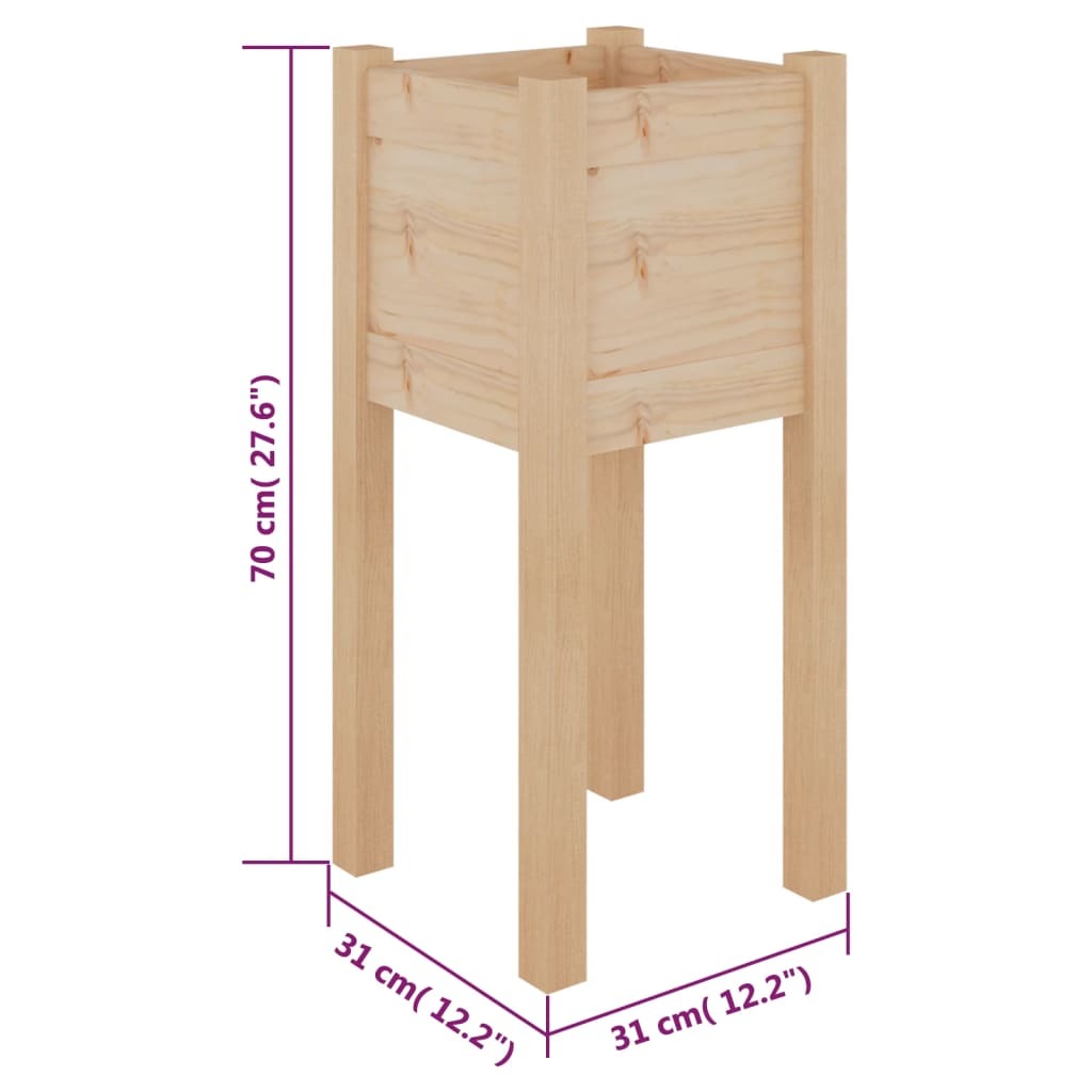 Garden Planter 12.2"x12.2"x27.6" Solid Wood Pine