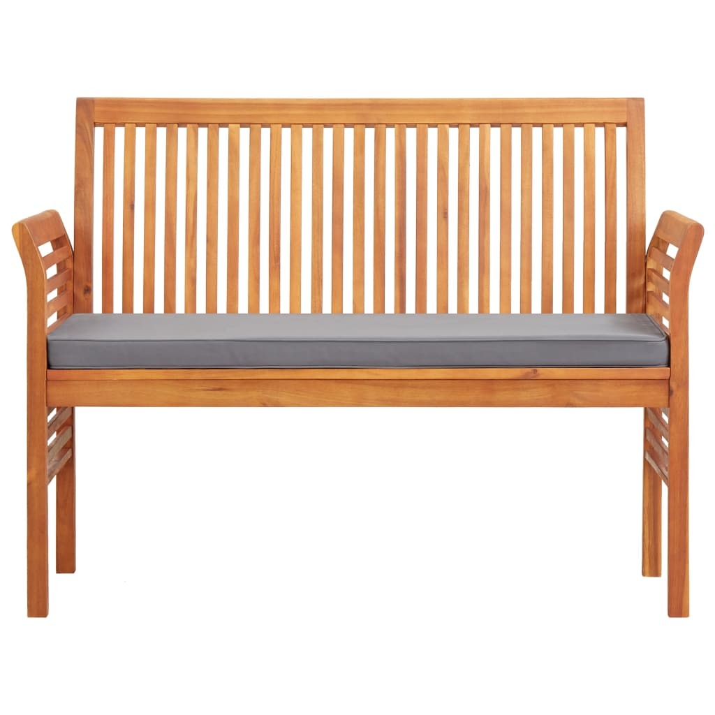 2-Seater Patio Bench with Cushion 47.2" Solid Acacia Wood