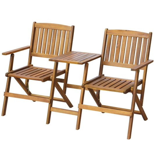 Folding Patio Bench with Tea Table 55.1" Solid Acacia Wood