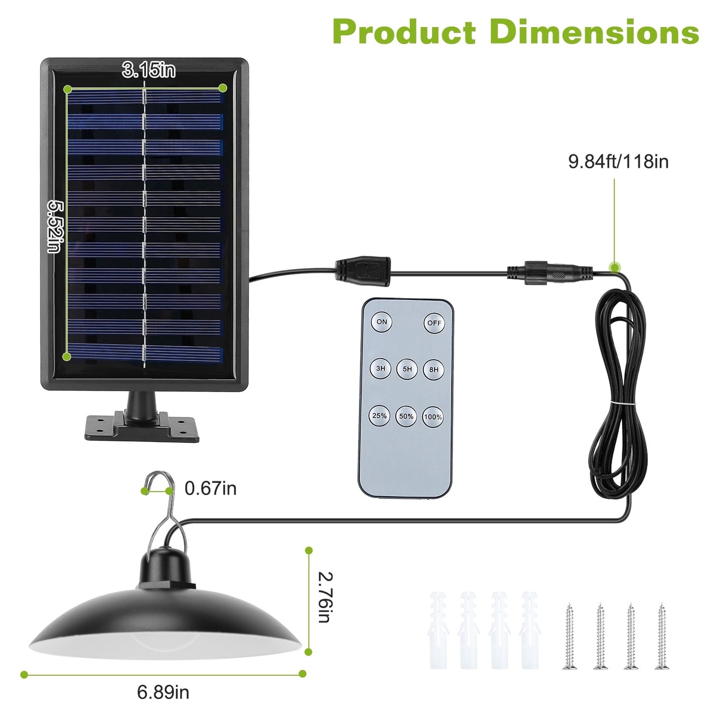 Solar Shed Lights Dimmable Timing Dusk To Dawn Sensor Hanging Lamp IP65 Waterproof Remote Control Pendant Light For Garden Patio