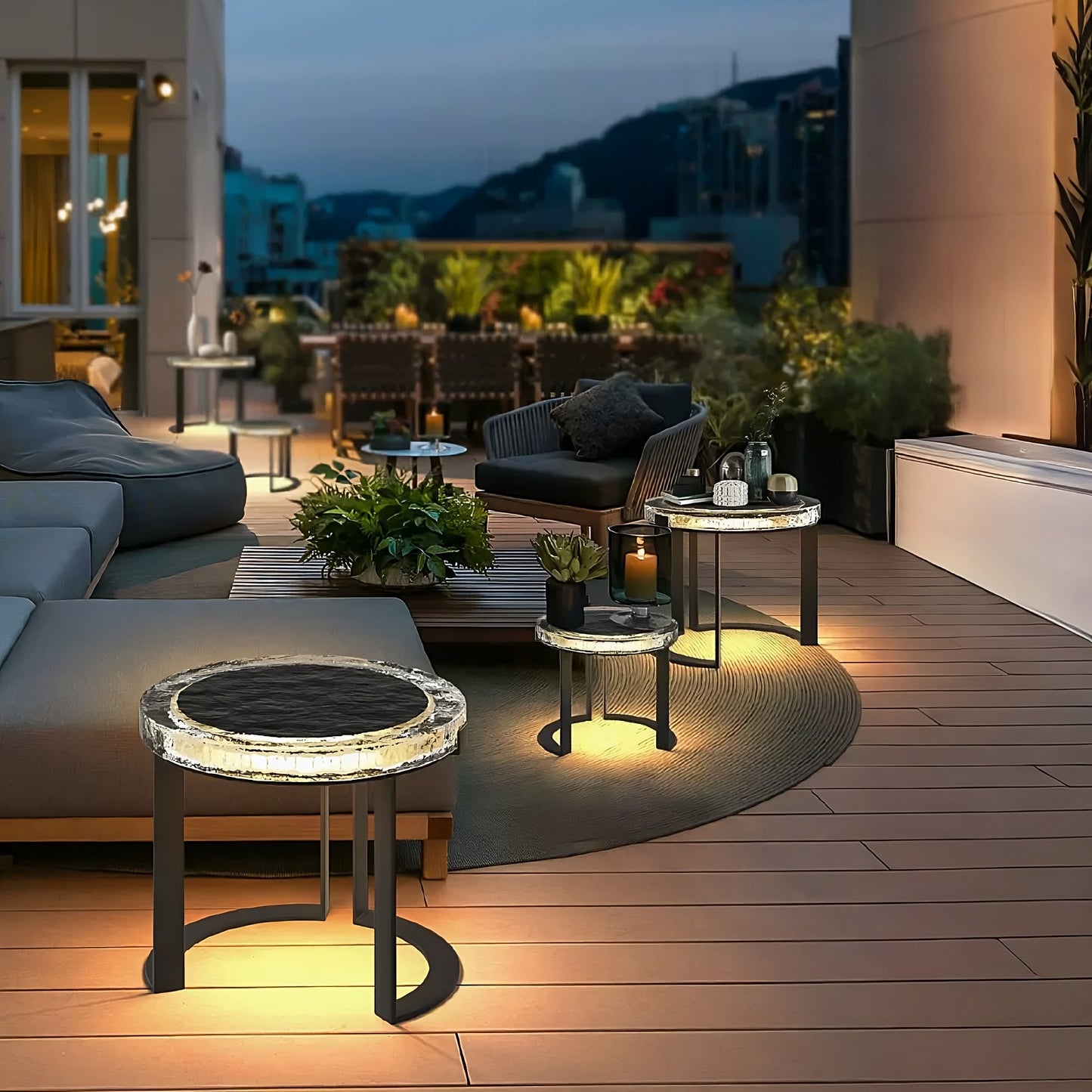 Outdoor Solar powered Garden Table, LED side table, Outdoor garden decorations, Waterproof Outdoor Lightings