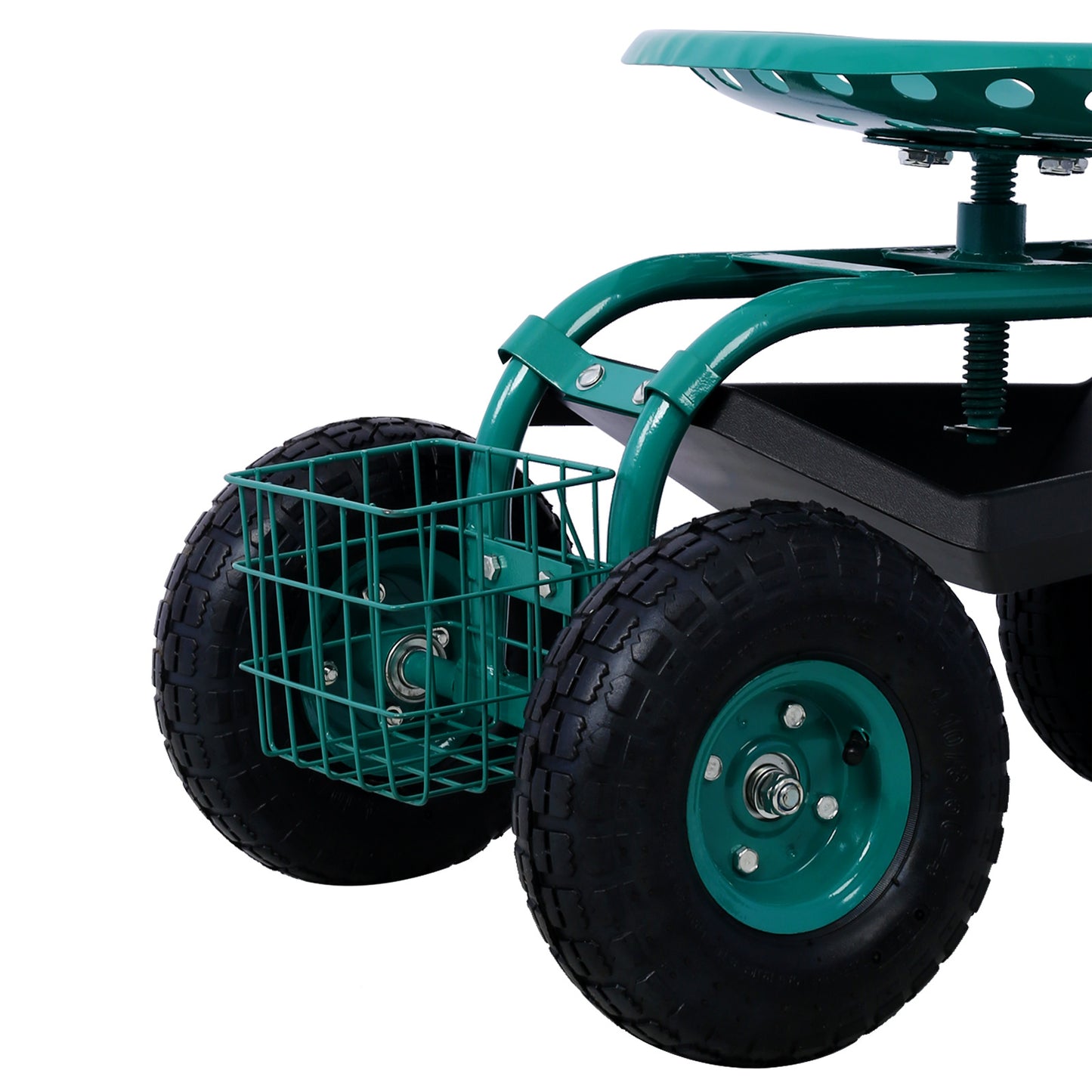 Rolling Garden Scooter Garden Cart Seat with Wheels and Tool Tray, 360 Swivel Seat,Green