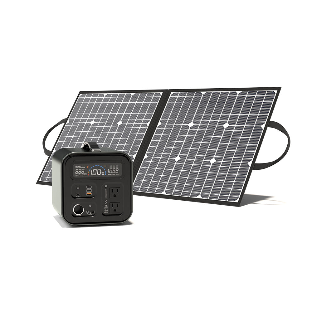 GOFORT Portable Power Station;  550Wh Solar Generator With 600W (Peak 1200W) 110V AC Outlets;  120W 12V DC;  QC3.0&TypeC;  SOS Flashlight;  Backup Power Lithium Battery Pack