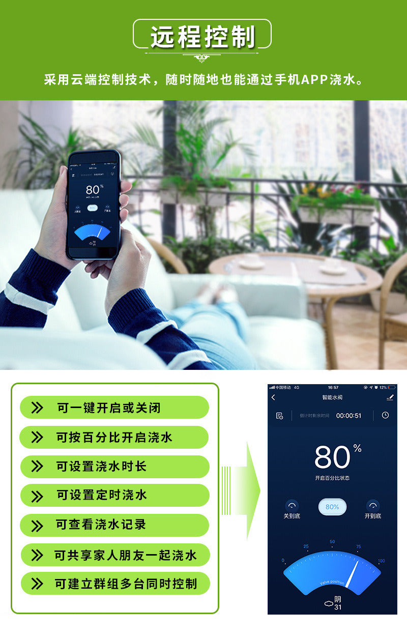 Garden Smart Water Valve Wi-Fi Sprinkler System with Mobile APP