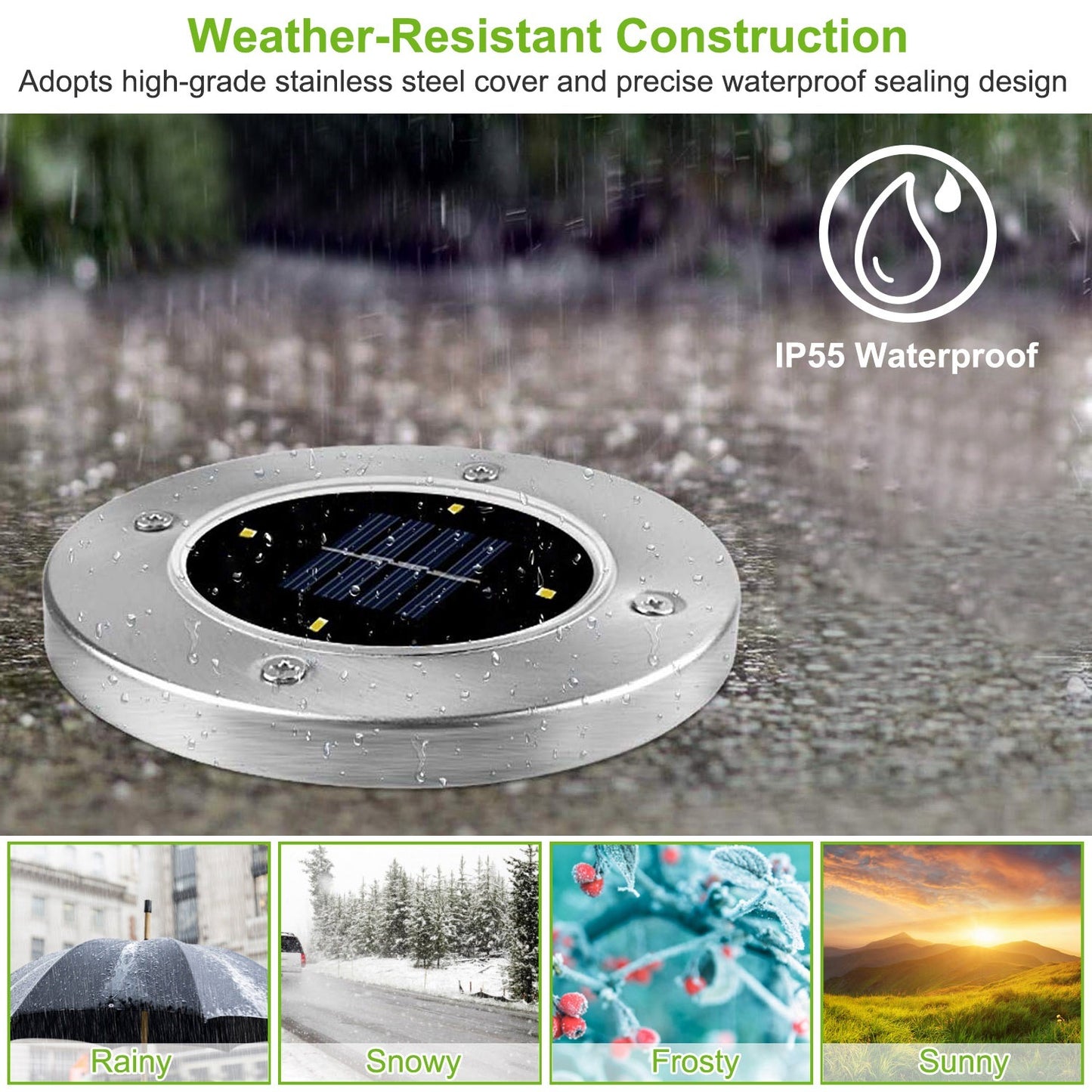 4pcs Solar Ground Light Waterproof Buried Light In-Ground Path Deck Lawn Patio Light 4LED