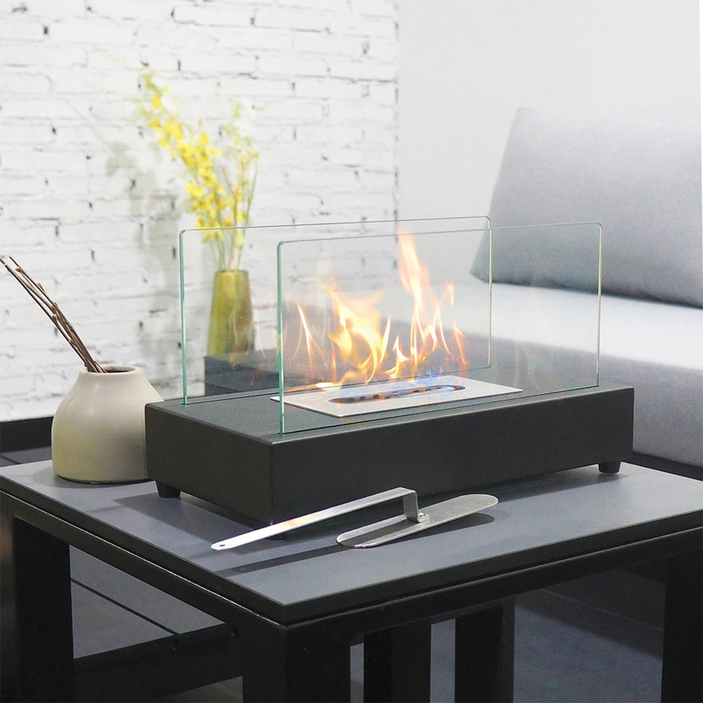 Upgrades Tabletop Rectangle Fire Pits; Portable Smokeless Bio Ethanol Fireplace with Realistic Burning; Awesome Gifts