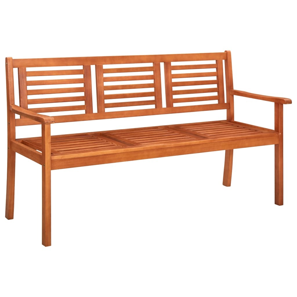 3-Seater Patio Bench 59.1" Solid Wood Eucalyptus