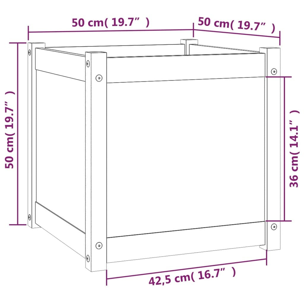 Garden Planters 2 pcs 19.7"x19.7"x19.7" Solid Wood Pine