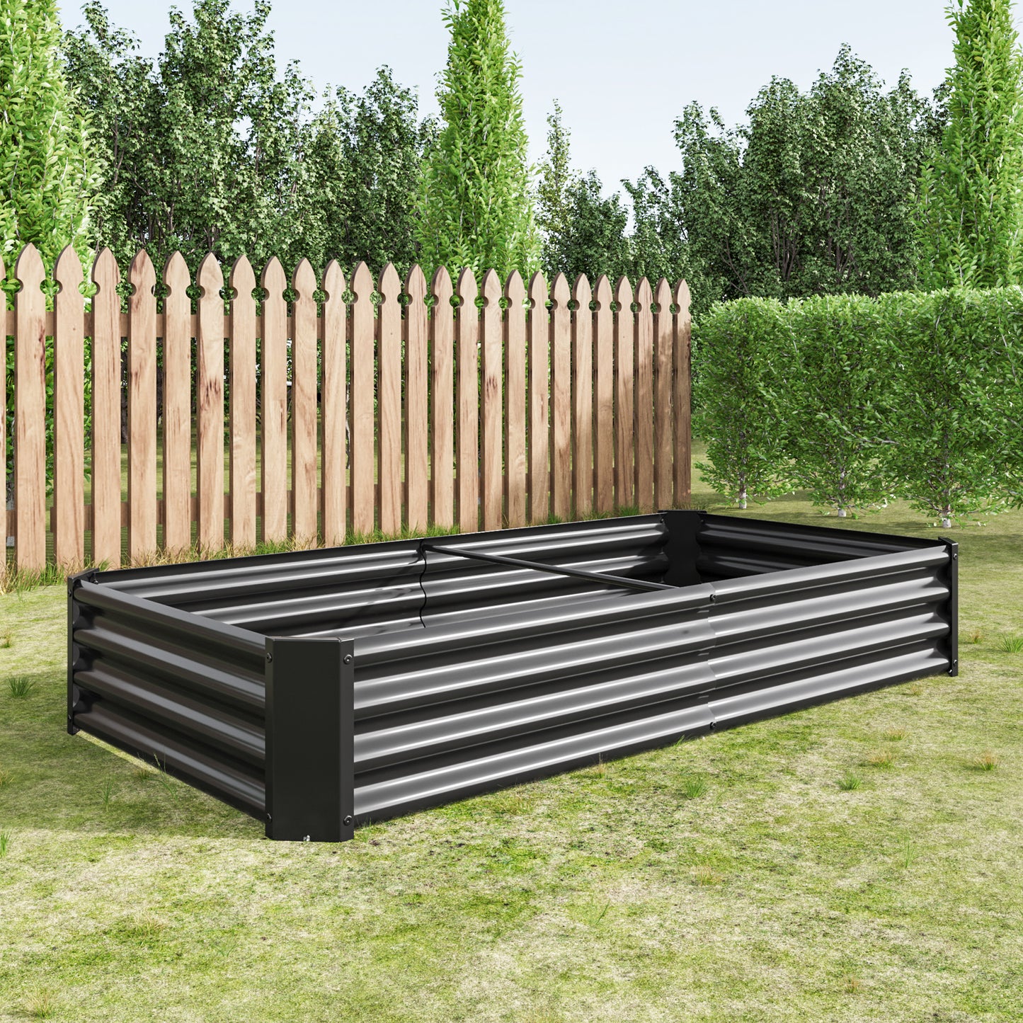 Raised Garden Bed Outdoor, 6×3×1ft , Metal Raised Rectangle Planter Beds for Plants, Vegetables, and Flowers - Black