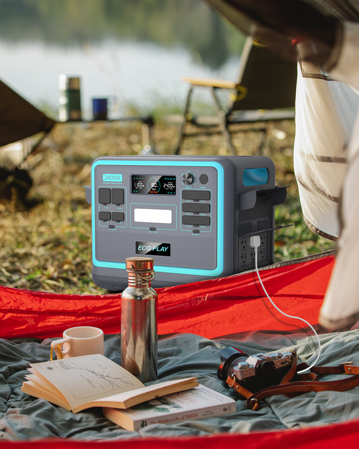 Portable Power Station;  2048Wh LiFePO4 Battery Backup;  1.8H Fast Charging;  2400W AC Outlets(4800W Peak);  25A RV Output;  Solar Generator for Outdoor Camping;  RV Travel;  Home Use;  Emergency